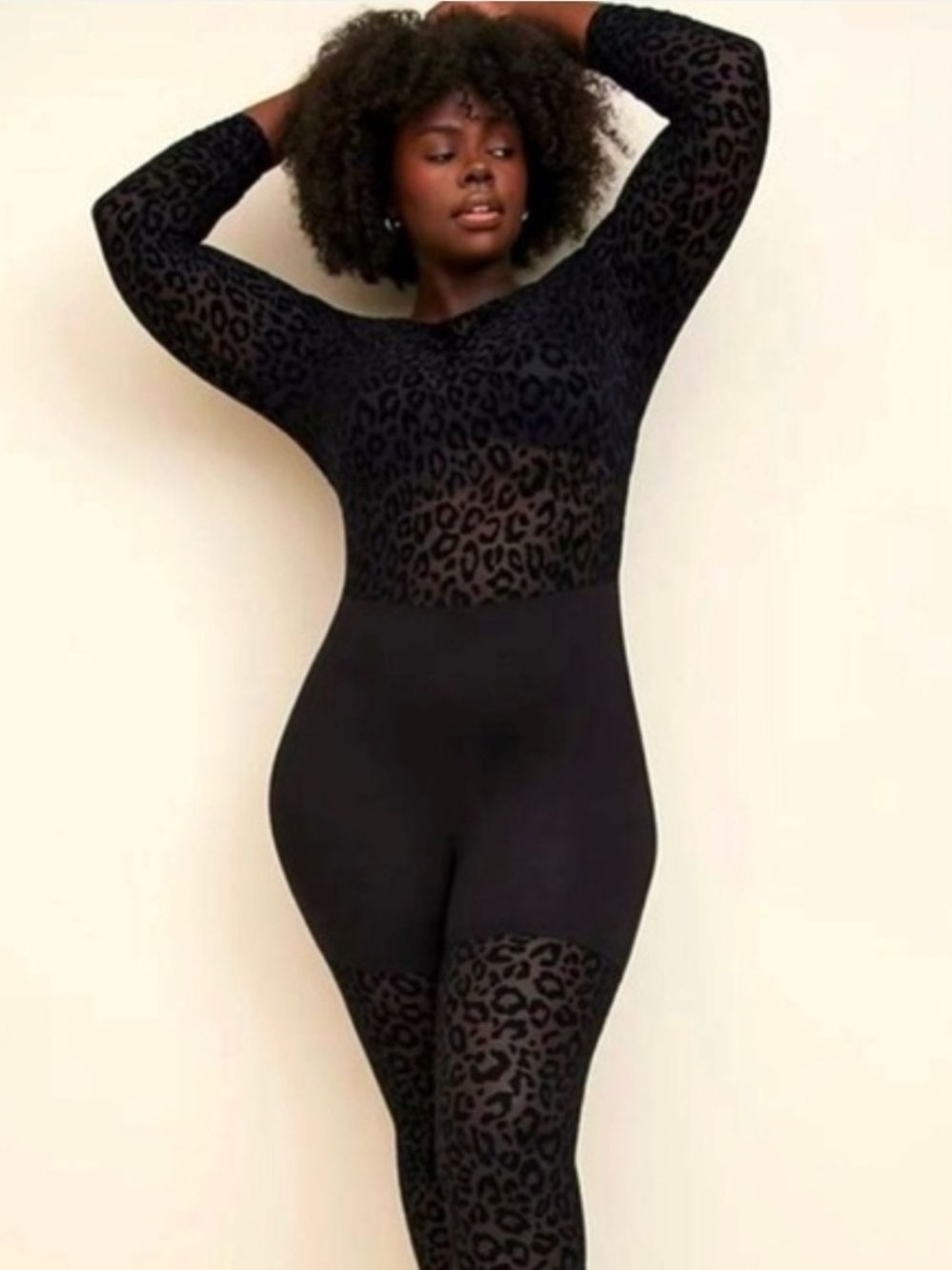Torrid Sz 2 Sheer Leopard-Print Bodysuit - Black